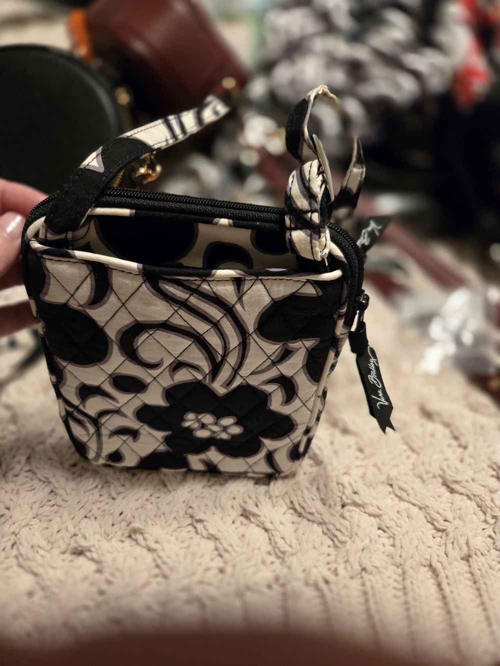 Vera Bradley Quilted Black & White Floral Crossbody Bag
